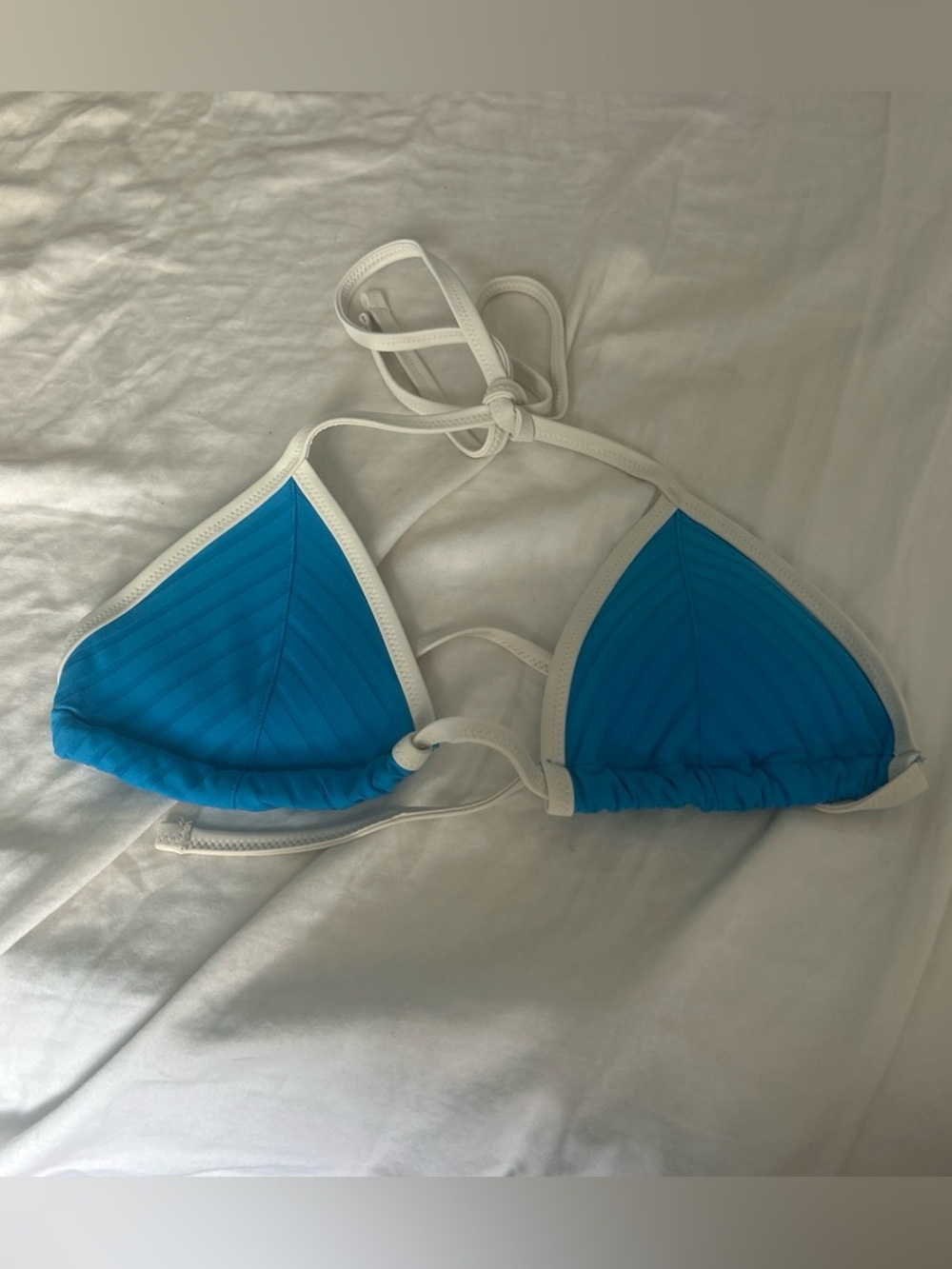 aerie Blue and White Triangle Bikini Top